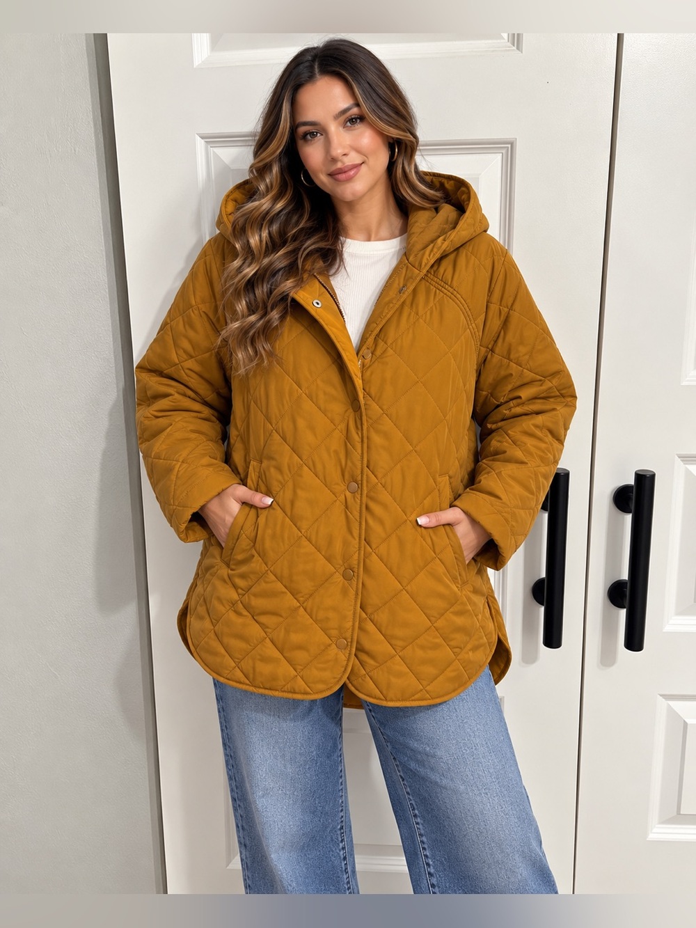 Calia Quilted Liner Coat in Mustard Small NWT